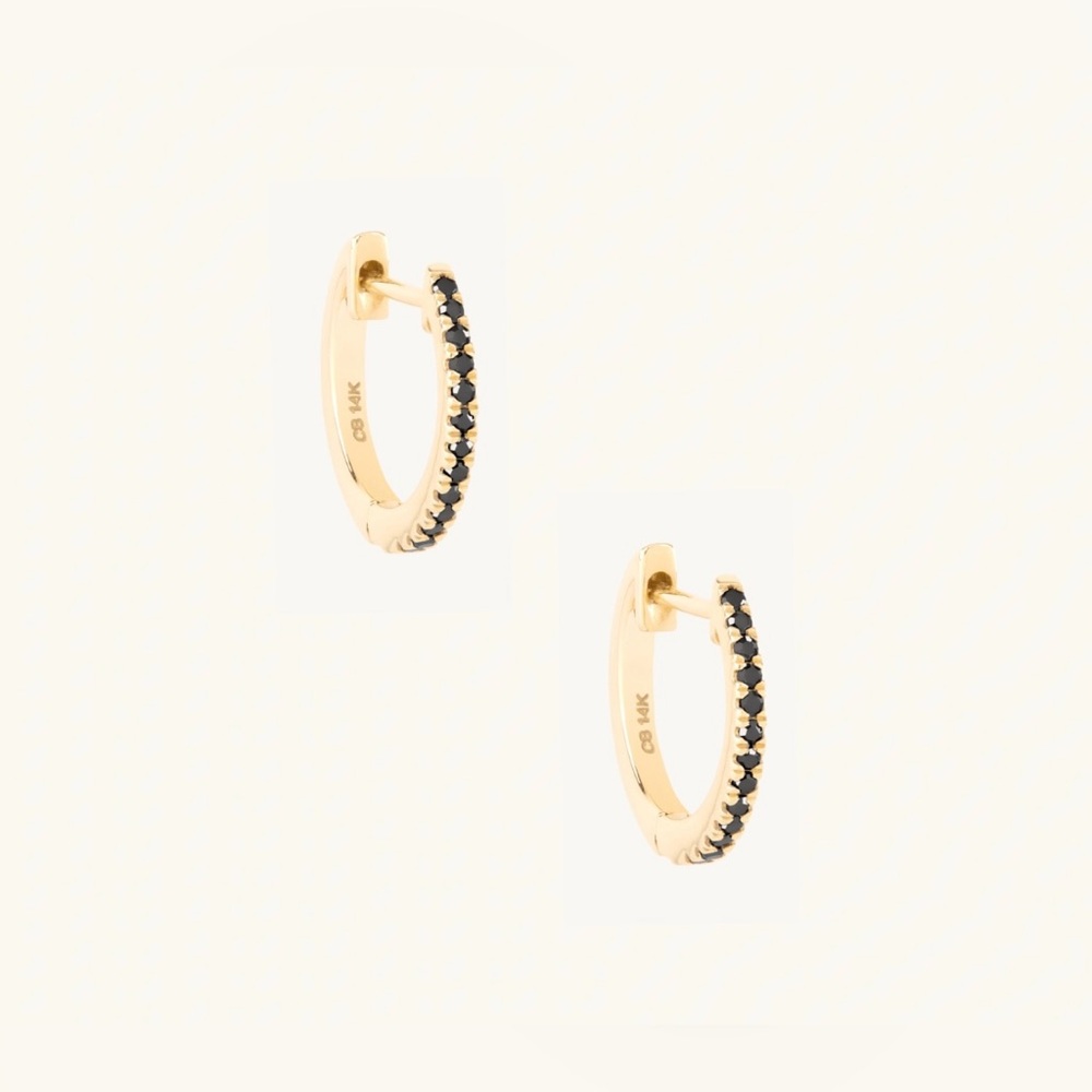 Catbird Fairy Light Black Diamond Hoops (Like-New; Gold/Black;14k) - Picture 9 of 13